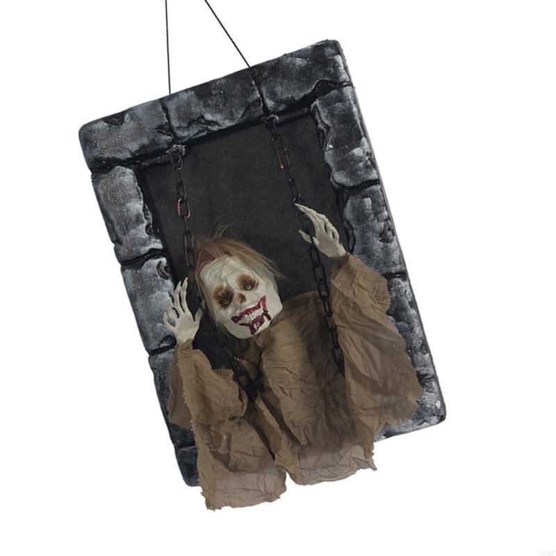 Motion Activated Glowing Ghostly Gravestone Decoration Scary Sounds and Shaking A0KF