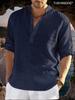 Men's Retro Cotton And Linen Shirt Casual Loose Shirt