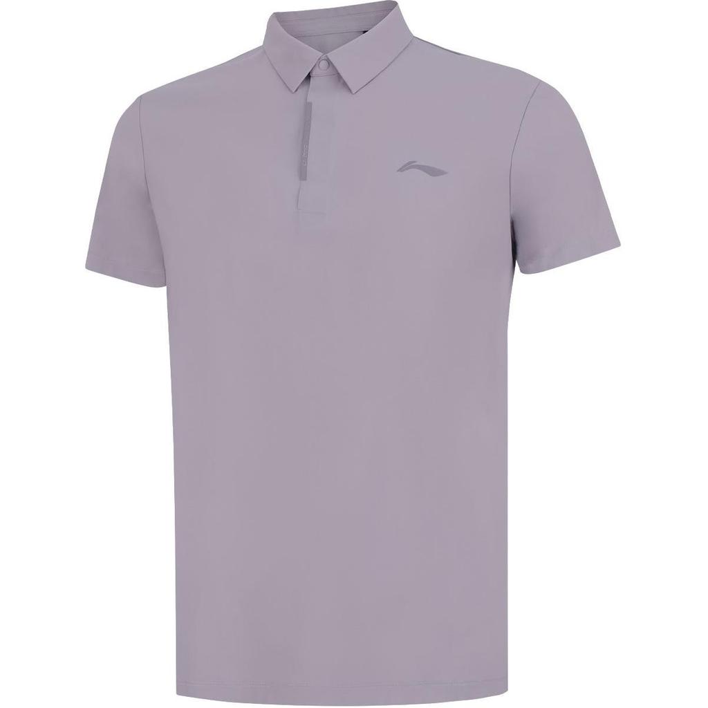 Li-Ning Fitness Series Solid Color Comfortable Breathable Versatile Casual Short Sleeve Polo Shirt Men Tops Lobster-Purple APLU151-3