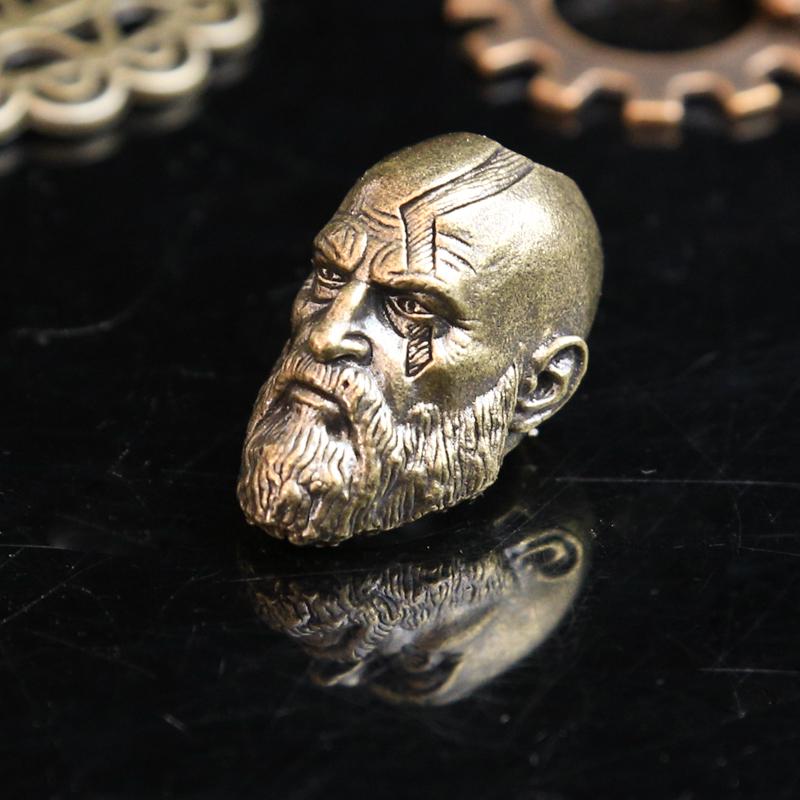 Long Bearded Spartan Warrior Brass Knife Beads EDC Outdoor DIY Paracord Woven Paracord Rope Decompression Toy Edc Accessory