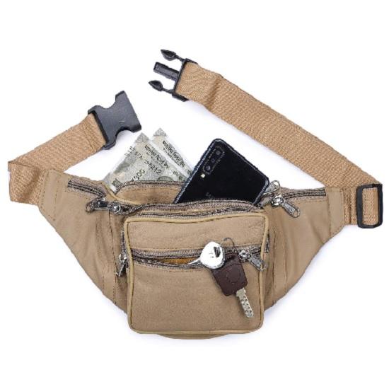 Noora Leather Beige for Men's & Women's Waist Bag Fanny Bag Travel Pouch Passport Holder