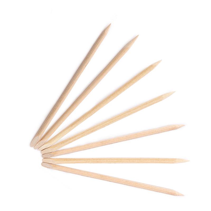 100pcs Nail Art Orange Wood Stick Cuticle Pusher Remover Double Ended Dead Skin Removal Manicure Tool