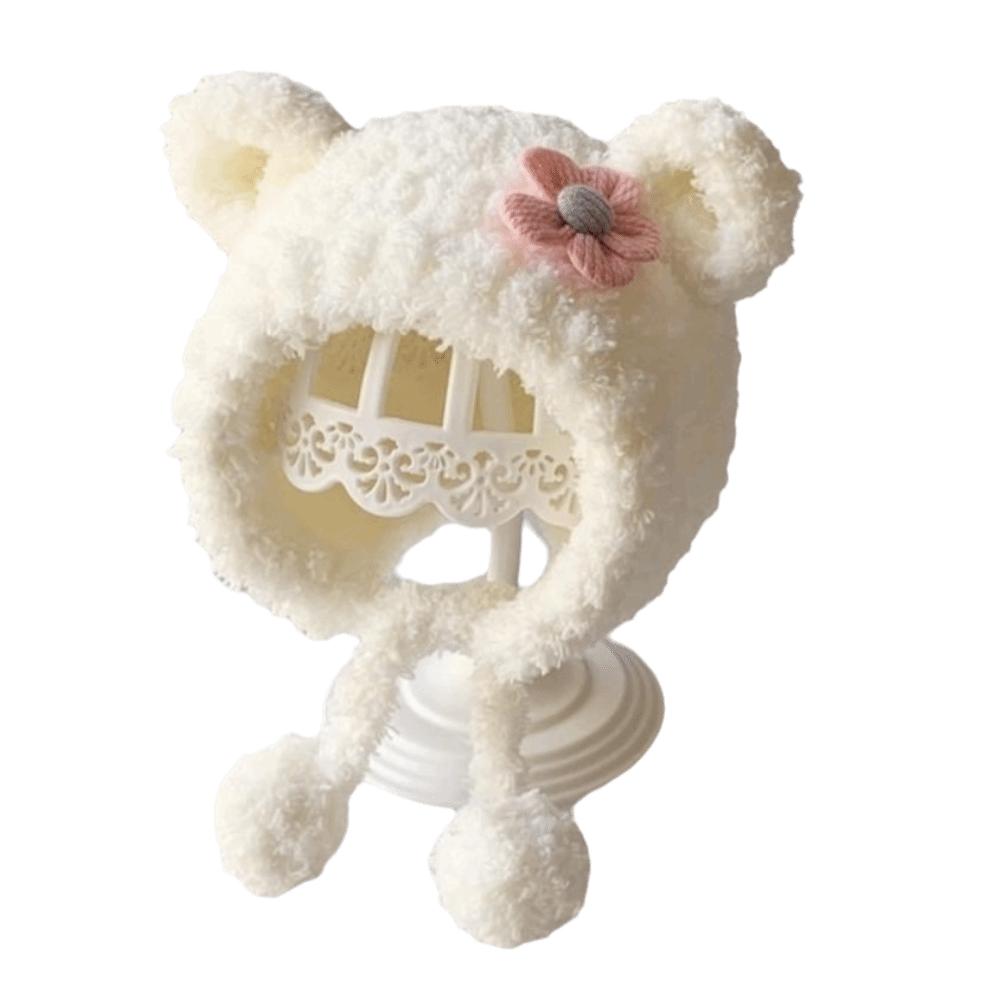 Cartoon Baby Winter Hats Cute Flower Warm Bonnet Fashion Kids Plush Caps Newborn Toddler