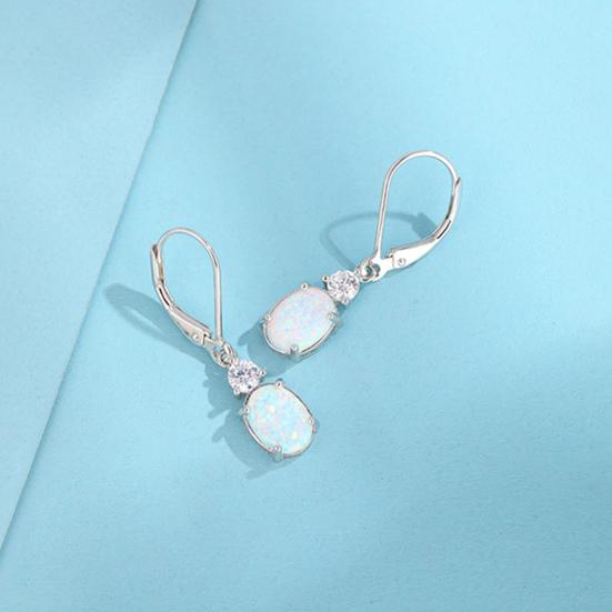 1 Pair Women Leverback Earrings Oval Shape Rhinestone Claps Earrrings Polished Alloy Drop Earrings for Prom Dating Cocktail Parties
