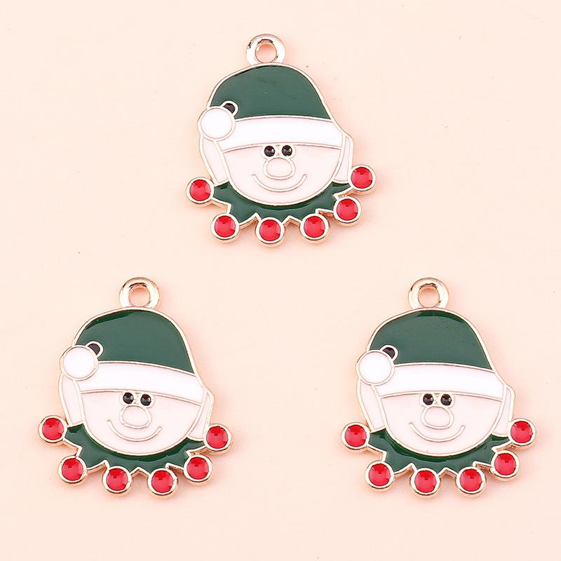 10pcs 15x22mm Cartoon Christmas Charms Enamel Santas Claus Charms Pendants for Jewelry Making DIY Necklace Earrings Accessories