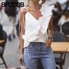 Kadın Moda Günlük V Yaka Kolsuz Bluzlar & Gömlekler