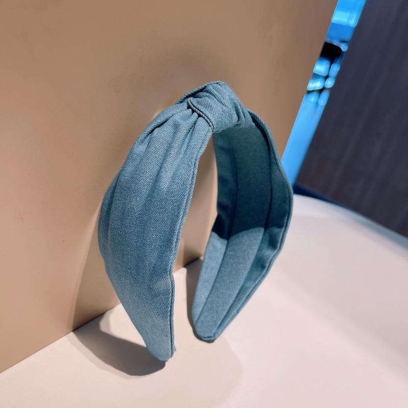 Fashion Women's Denim Headband with Center Knot Ladies Hair Styling Accessories