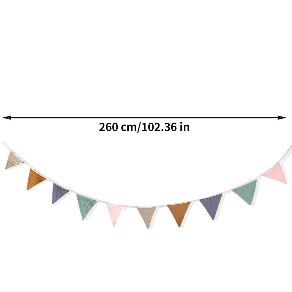 2.6M Hang Flag Banner Hang Triangle Bunting Flags Banner Washable Cotton Fabric Triangle Pennant Garlands For Room Bedroom