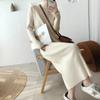 Autumn and Winter Long Knitted Dress with Coat Bottoming Skirt Semi-high Collar Temperament Loose Over-the-knee Sweater Dress