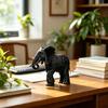 Black Elephant Figurine 3D Printed Elephant Ornament Tribal Style Elephant Statue for Home Table Desk Shelf Decoration
