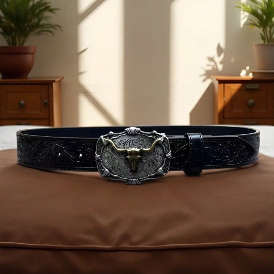 Amerikaanse Western Cowboy Retro Reliëf Jeans Riem Herenriem