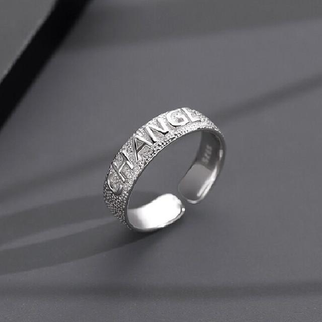 English Letter Ring Silver Color Metal Adjustable Opening Rings for Women Poker Alphabet Creative Finger Ring Men Trendy Jewelry