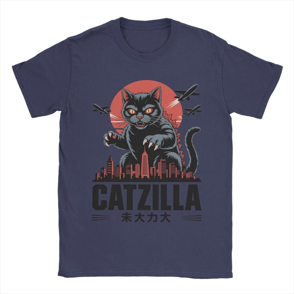 Unisex Womens Catzilla T Shirts Japanese Style Cotton Clothes Amazing Short Sleeve Round Collar Tees Gift Idea TShirt