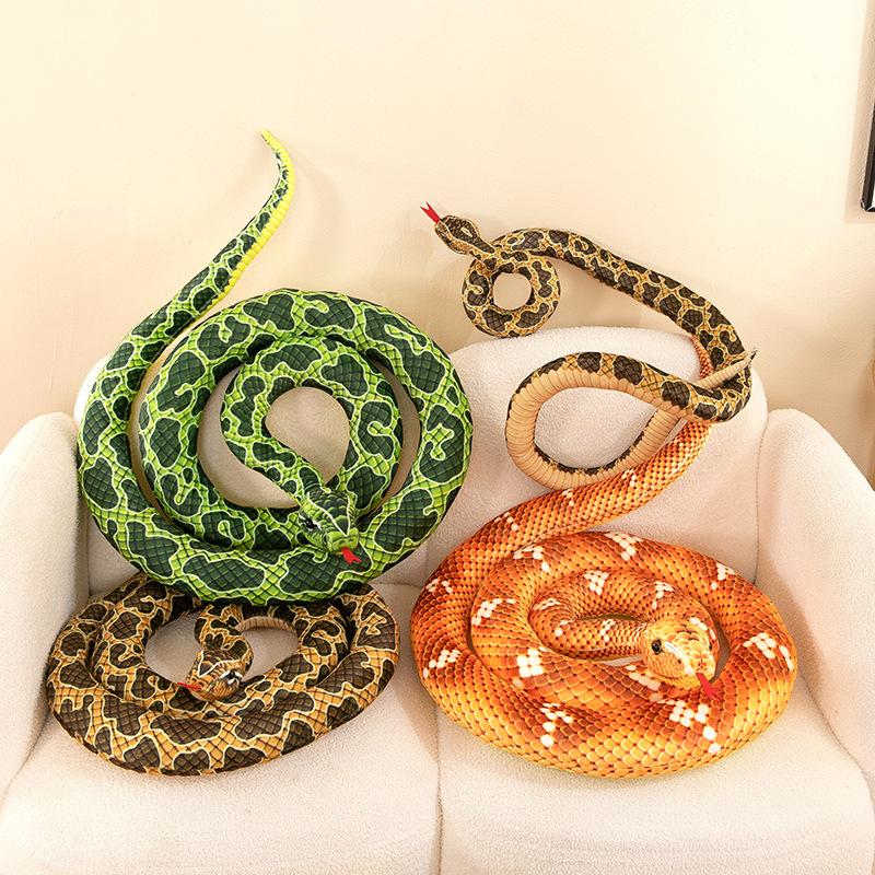 Simulation Snake Spotted Big Python Plush Toy Fake Snake Doll Prank Funny Doll Green Snake