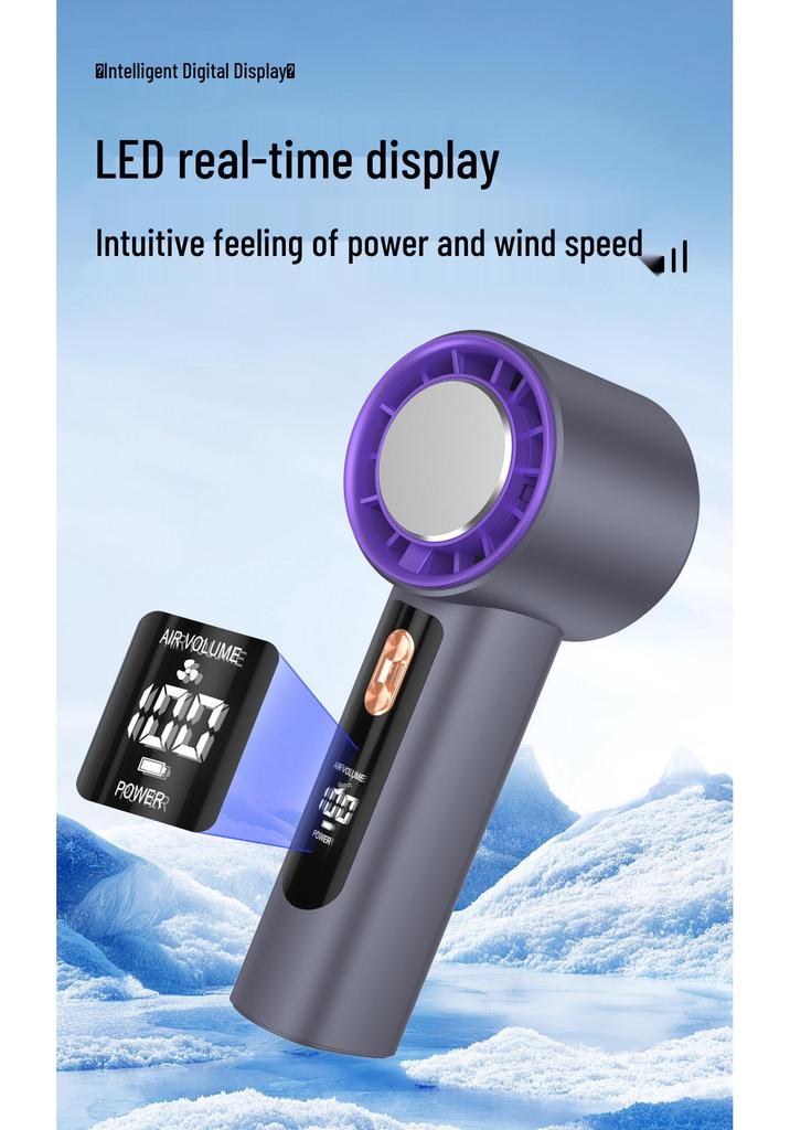 Mini USB Handheld Fan with 100-Speed Digital Display and Cooling Ice Pack
