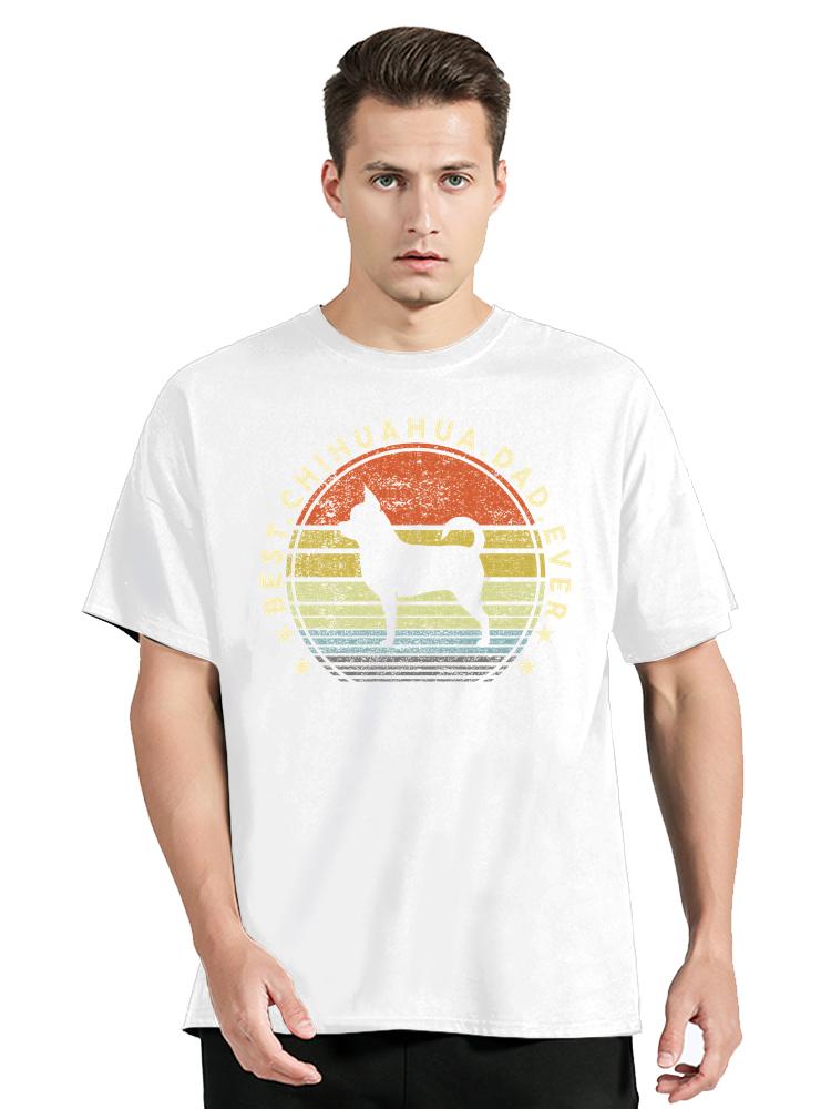 Best Chihuahua Dad Ever Print T-Shirt Men Vintage Dog Daddy Gift Camiseta Summer Short Sleeve Fashion Funny Dog Lover Men Tshirt