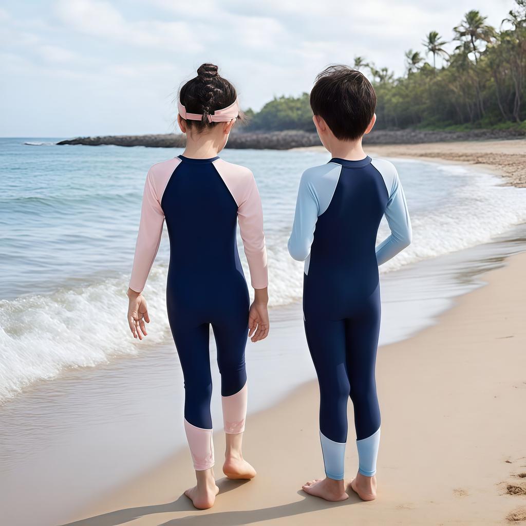 One Piece Children Swimwear 2026 New Korean Style Long Sleeve Bathing Suit Professional Sports Swimsuit