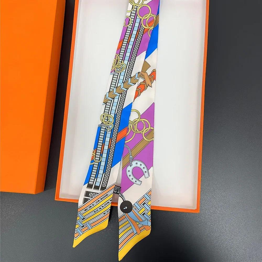 Long Lady Bag Silk Scarf Skinny Neck Hair Scarfs For Women Band Headwear Handbag Tie Ribbons  New Handle Wraps Summer