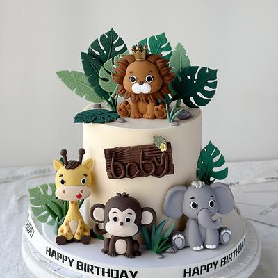 20 Conjuntos Enfeites Decoração de Bolo Estilo Floresta Selva Pequeno Animal Bonecas de Borracha Macia Decoração Divertida de Bolo de Aniversário Infantil