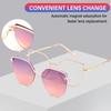 New Fashion 3 In-1 Glasses Metal Frame Cat Eye Anti Blue Light Glasses With 1Pc Magnetic Clip-On Sunglasses Lenses