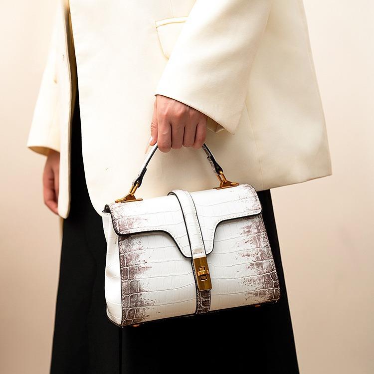 High-end Crocodile-patterned Small Square Bag, Light Luxury Commuting Handbag, Crossbody Mom Bag