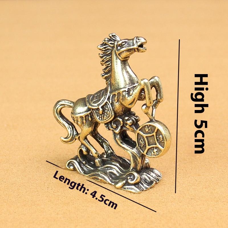Pure Copper Horse Ornament Brass Solid Recruit Rice Into BMW Desktop Handicrafts Ornament Antique Bronze Small Gift