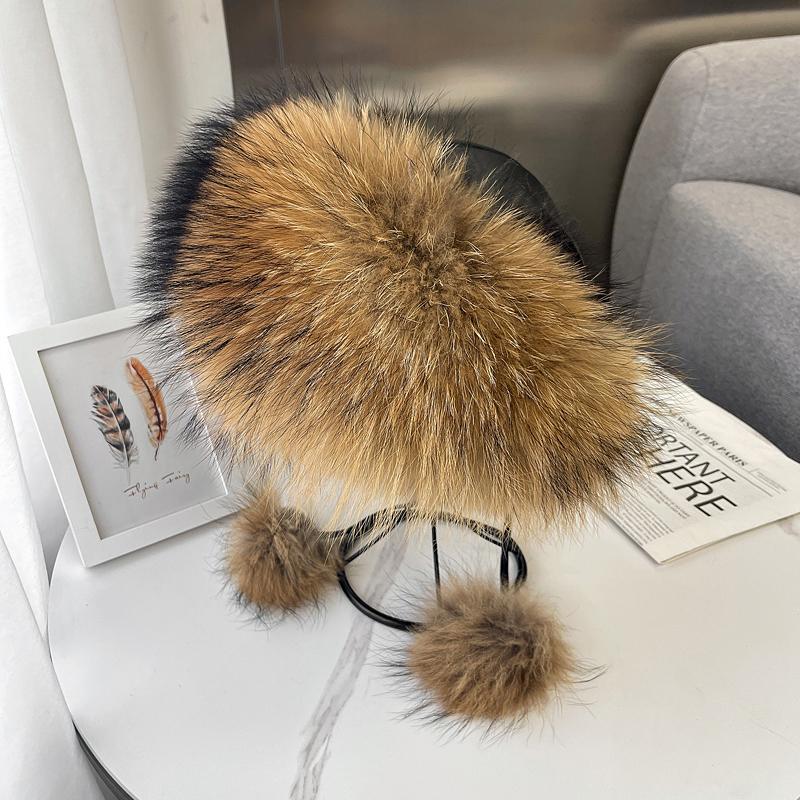 Fox fur whole leather hat women warm real fox fur hat winter outings ear-protecting Mongolian hat making the face look smaller
