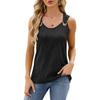 IHUASU Spring and Summer Solid Color Round Neck Sleeveless Vest Metal Ring Loose Top