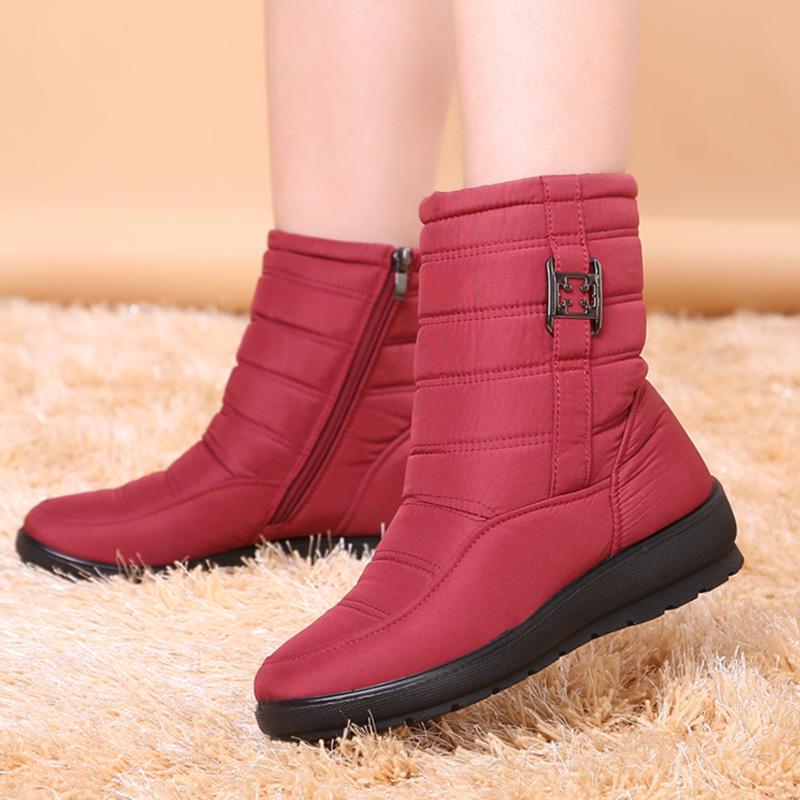Winter Women Boots  New Ankle Boots For Women Winter Shoes Warm Fur Low Heel Flat Snow Boot Waterproof Anti -Slip Botas Mujer