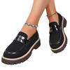 New small leather shoes women's spring and autumn fashion versatile retro color matching casual thick heel thick sole single