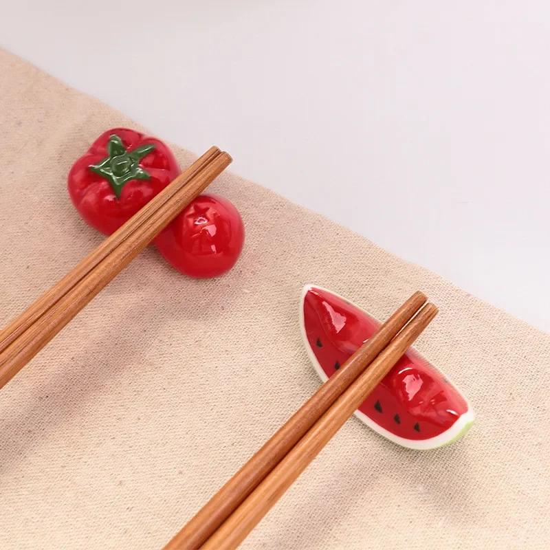 Ceramic Cute Red Watermelon/tomato Chopstick Holder Creative Home Fruit Spoon Fork Holder Kitchen Tableware