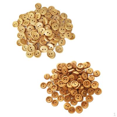 200Pcs Handmade Wood Buttons 2 Holes Sewing Crafts