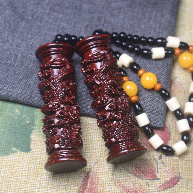 Sandalwood Dragon Pillar Hand Play Piece Car Interior Decoration Accessories