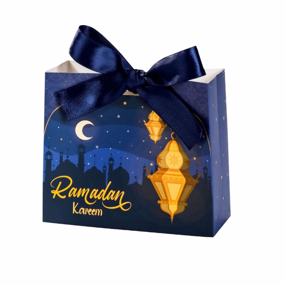 

10Pcs Multicolor Eid and Ramadan Gift Boxes Satin Ribbon Bow Portable Ramadan Gift Box Star/Moon Simple Gift Packaging Bags 10Pcs