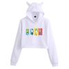 Jujutsu Kaisen Cat Ear Crop Hoodie - Spring Fashion Trend for Girls