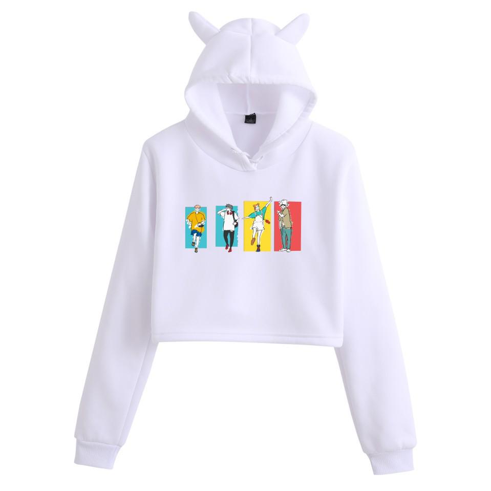 Jujutsu Kaisen Cat Ear Crop Hoodie - Spring Fashion Trend for Girls