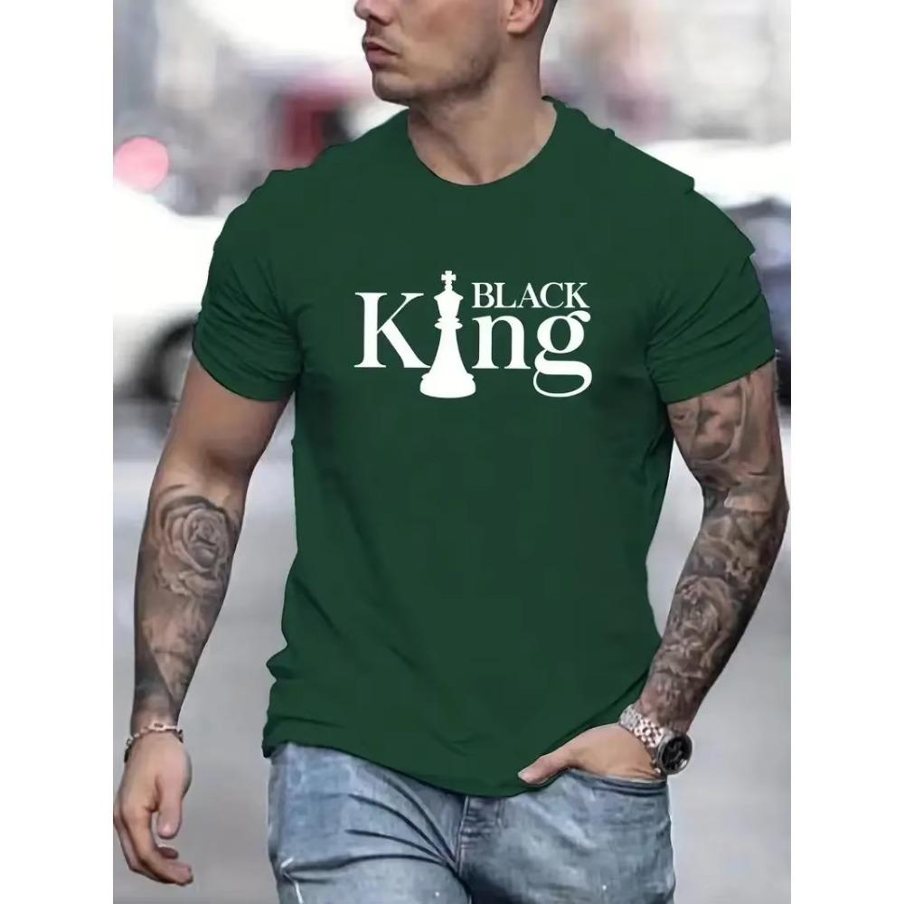 Black king letter graphic printing men's creative top casual short-sleeved round neck cottonT-shirt summer outdoor men's T-shirt