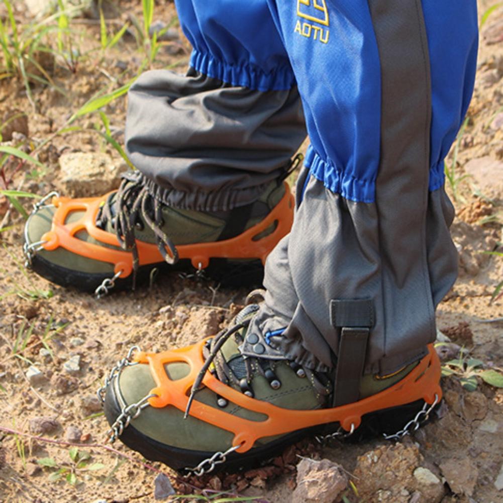 Mountaineering Hiking Boots Ice Cleats For Shoes Boots Cleats Anti-Skating Crampon Snow Non-Slip Shoe Cover With Storage Bag