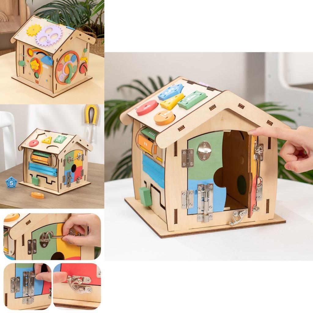 Wooden Busy House Toy For Kids With Educational Activities And Multifunctional Puzzle