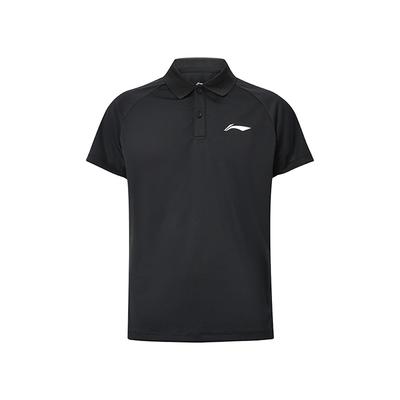 Li Ning Badminton Series Breathable Comfortable Casual Lightweight Short Sleeve Polo Shirt Unisex Tops Black APLU961-1
