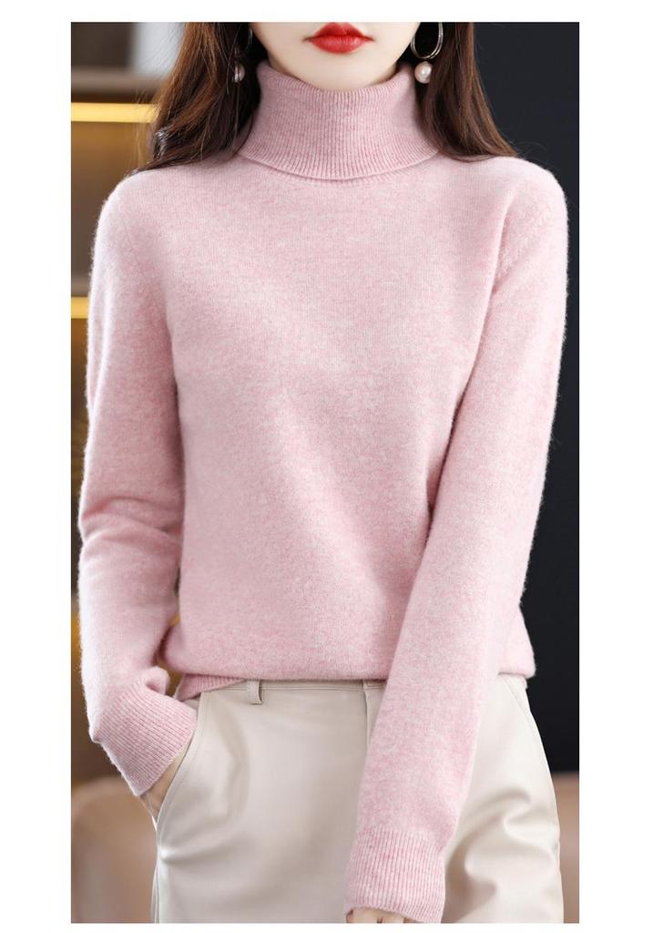 2025 Women's Pure Wool High Neck Short Cashmere Knit Sweater - Autumn/Winter Loose Fit