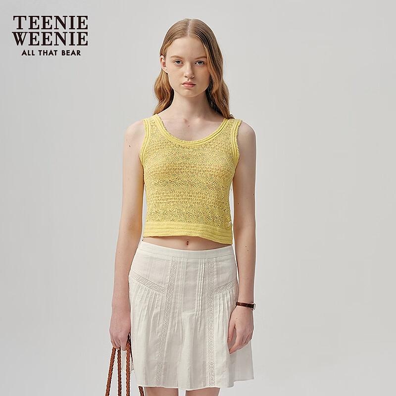 Teenie Weenie Women's French Fashion Hollow Knit Crop Top