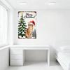 Vintage Christmas Metal Sign Rustic Aged Border with Tree, Cat & Snowy Scene, 'Merry Christmas!' Text Wall Decor for Home Cafe B