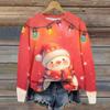 Ladies' Christmas Printed Long Sleeved Round Neck Hoodie Loose Top