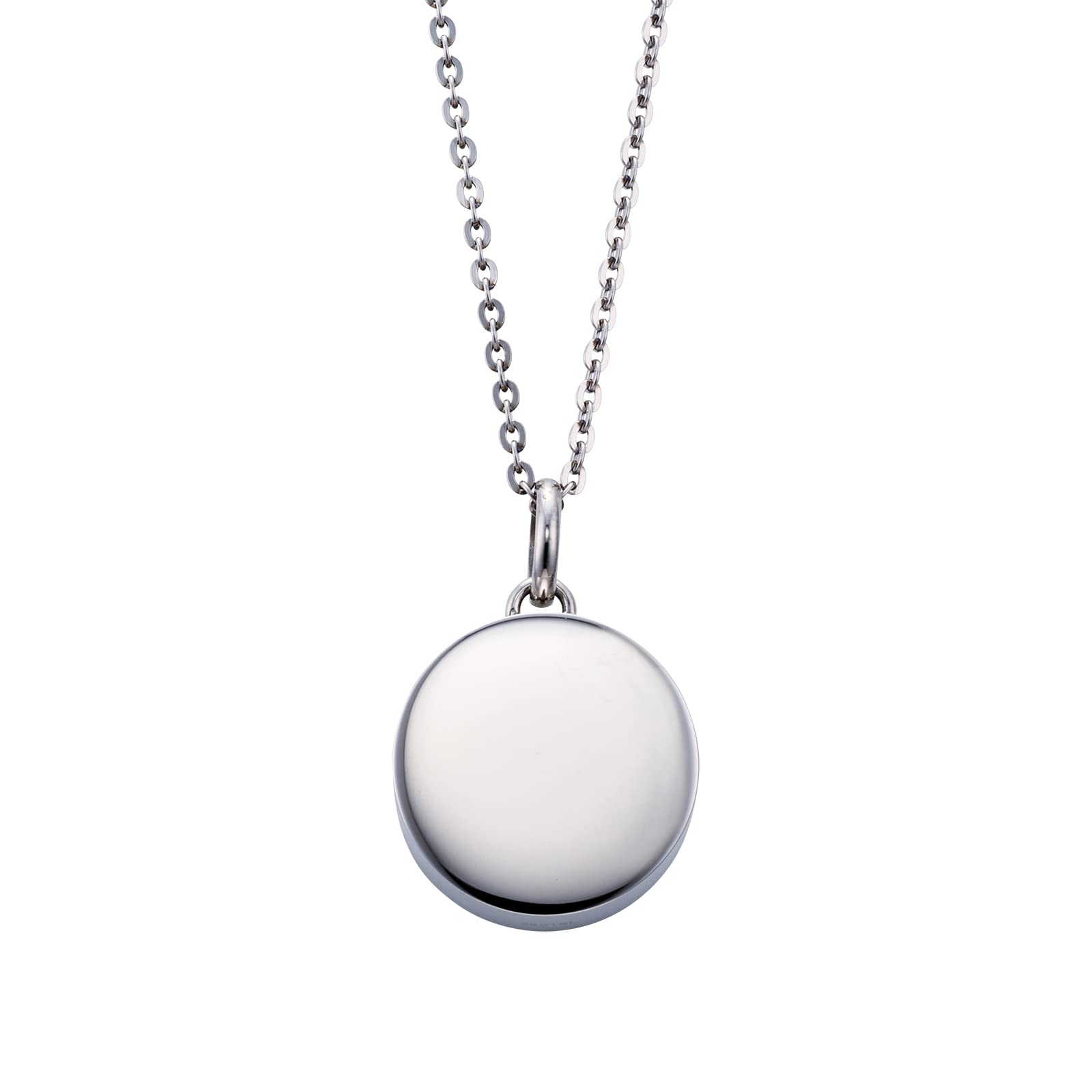 

Cremation Pendant Memorial Pendant Pet Memorial Stainless Steel Round Plain MEMPD200SV [White Clover] срібний