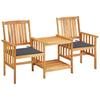 vidaXL Garden Chairs with Tea Table and Cushions Solid Acacia Wood