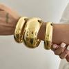 IngeSight.Z Vintage Smooth Metal Wide Thick Cuff Round Big Bangles Women Punk Geometric Gold Color Bracelets Pulseras Jewelry