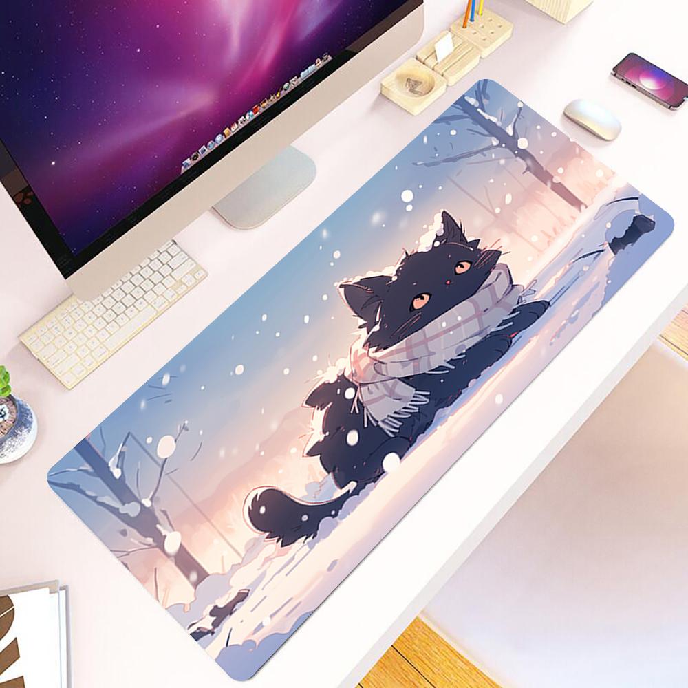 Cute Cat Natural Rubber Laptop Carpet XXL Mice Pad Custom HD Large Home keyboardpad MousePad 80x30CM Lock Edge Large Mousepad
