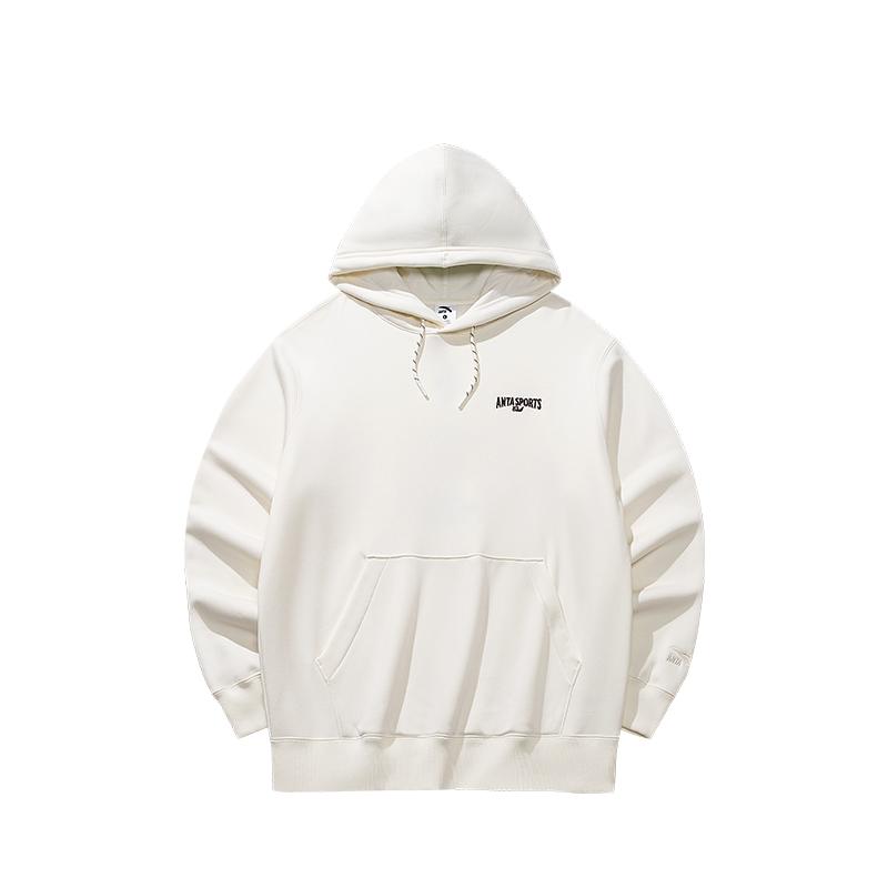 Men's ANTA Sweatshirts Men's White Hooded (Non-detachable) Moderate Straight Fit
