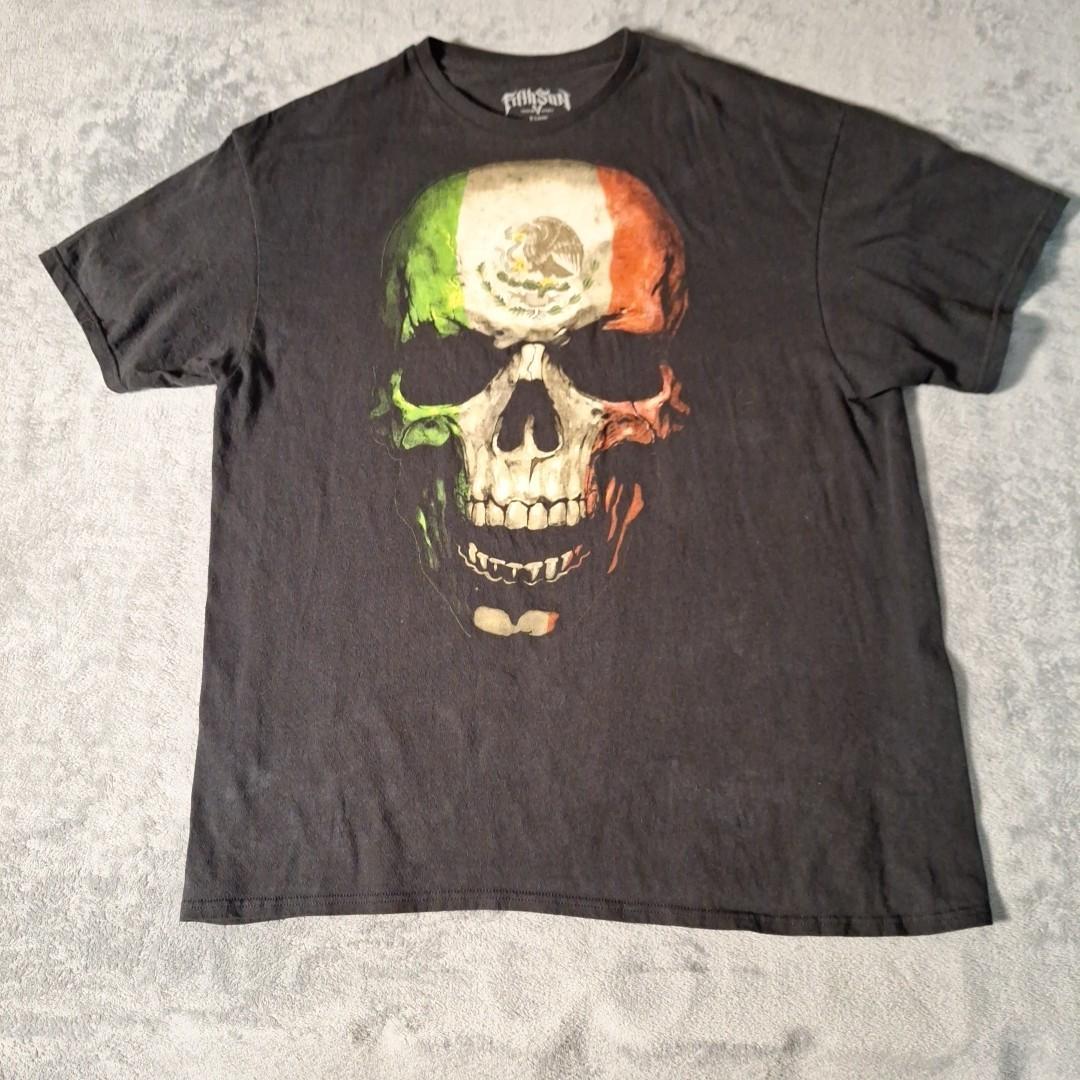 Fifth Sun Mexican Flag Skull T-Shirt Size XL Black Cotton S разноцветный